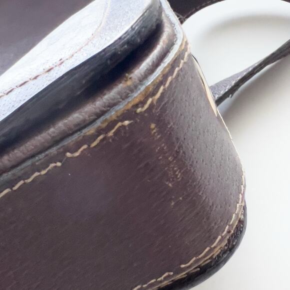 Vintage Gucci Bag Shoulder Purse Brown Monogram Logo Tan 70s 80s Flap - Picture 14 of 16